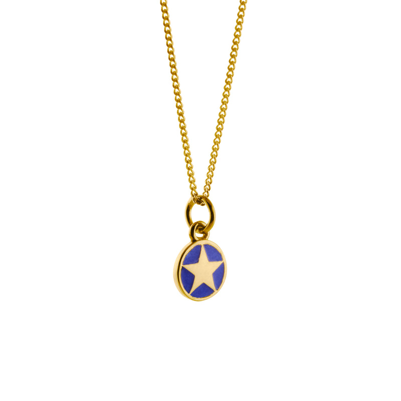 Mini Enamel Star Pendant Gold Vermeil: Indigo Blue