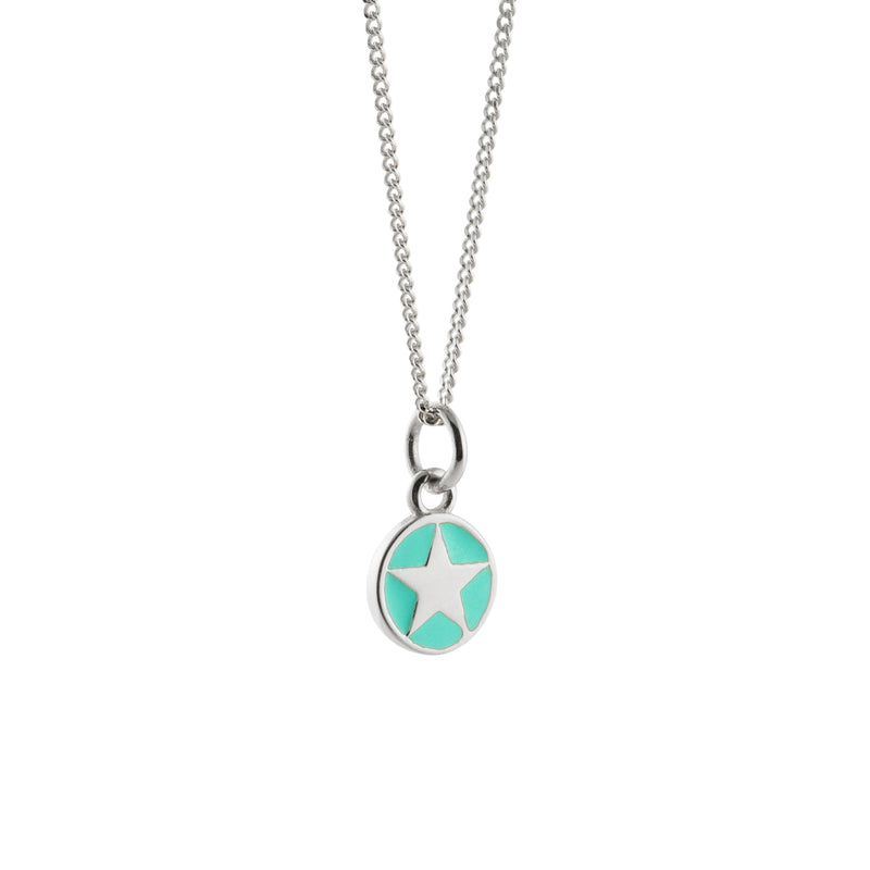 Mini Enamel Star Pendant Silver: Jade