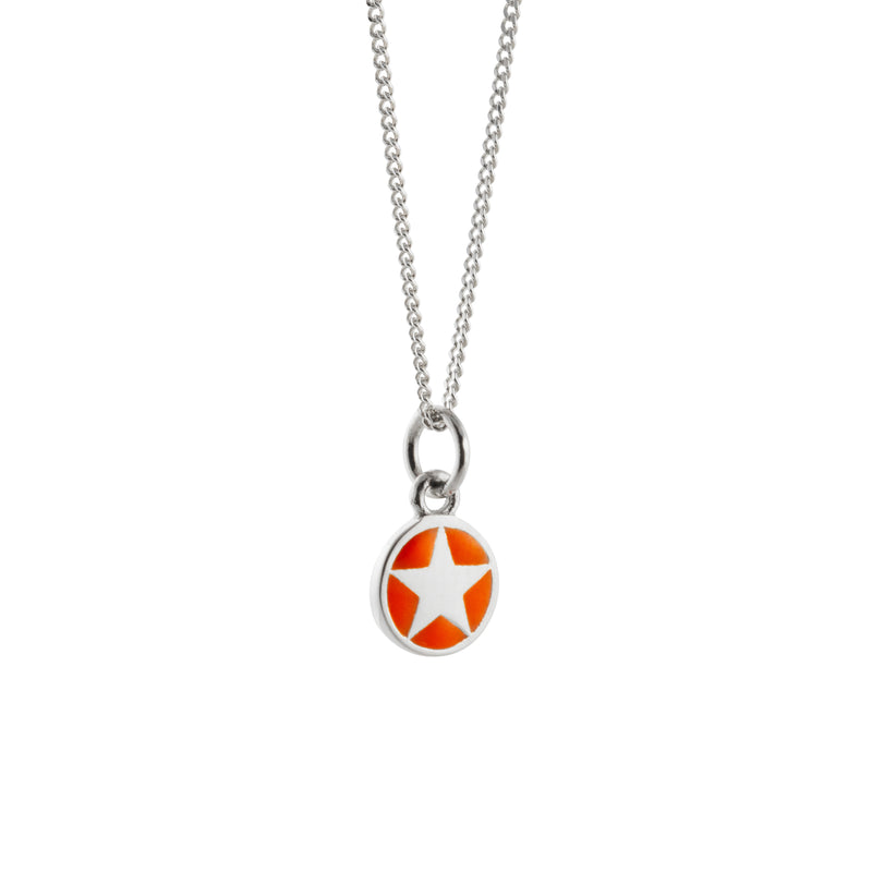 Mini Enamel Star Pendant Silver: Orange