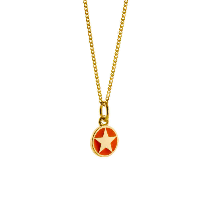 Mini Enamel Star Pendant Gold Vermeil: Orange