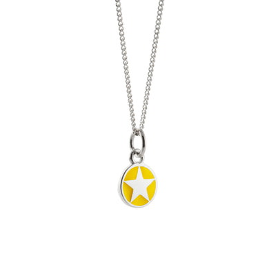 Mini Enamel Star Pendant Silver: Yellow
