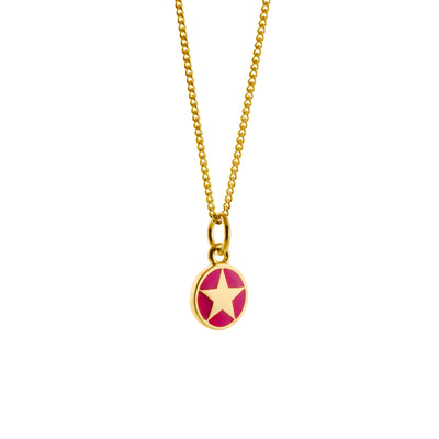 Mini Enamel Star Pendant Gold Vermeil: Cherry Red