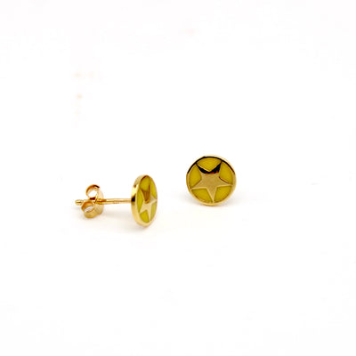 Enamel Star Stud Earrings Gold Vermeil - Yellow