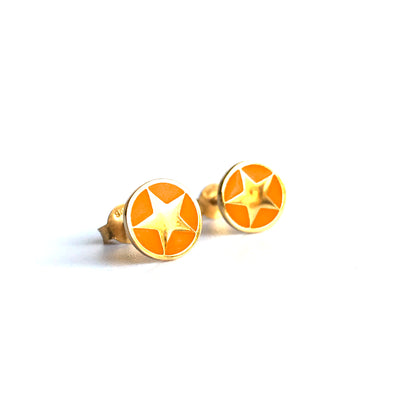 Enamel Star Stud Earrings Gold Vermeil - Orange