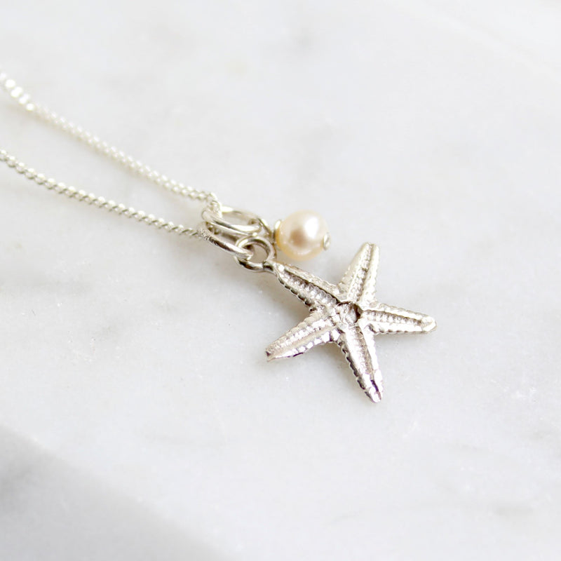 Starfish & Pearl Pendant Necklace