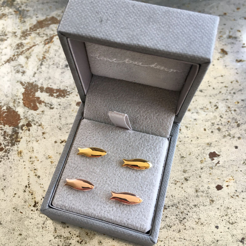 Fish Stud Earrings Gold