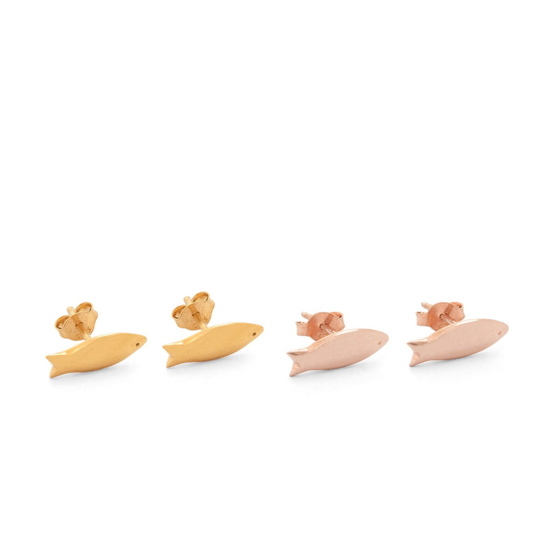 Fish Stud Earrings Gold