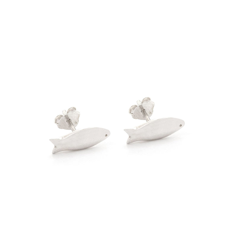 Fish Stud Earrings Silver