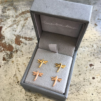 Dragonfly Stud Earrings Gold