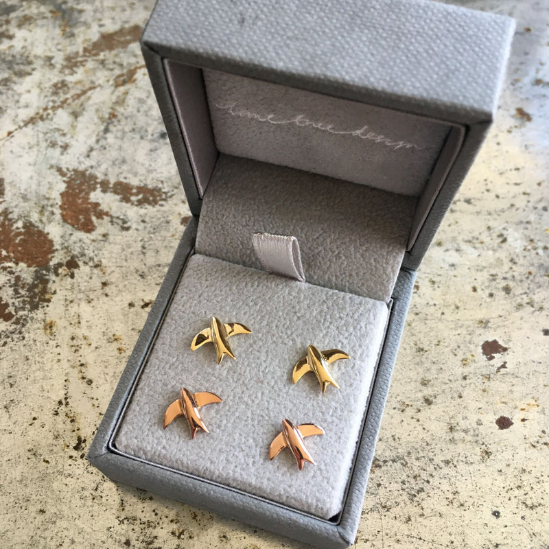 Swallow Stud Earrings Gold