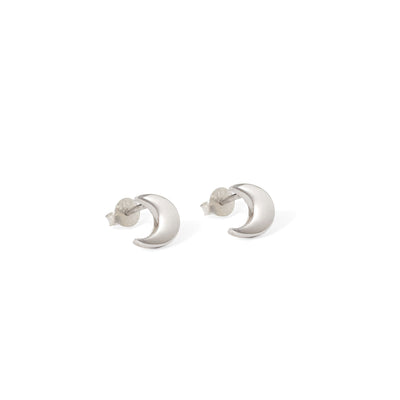Moon Stud Earrings Silver