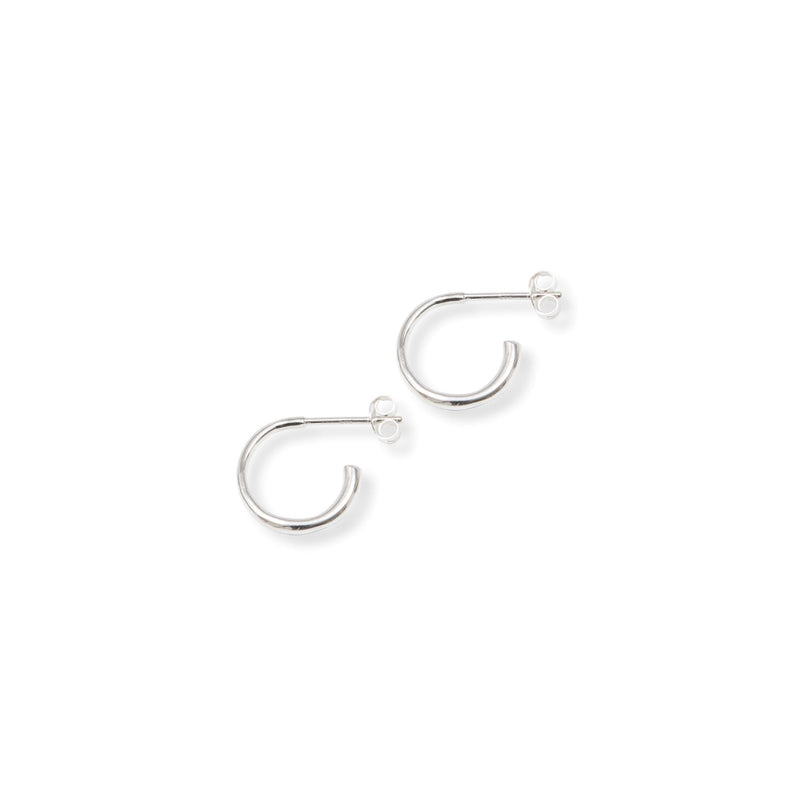 Half Hoop Earrings 14mm Silver