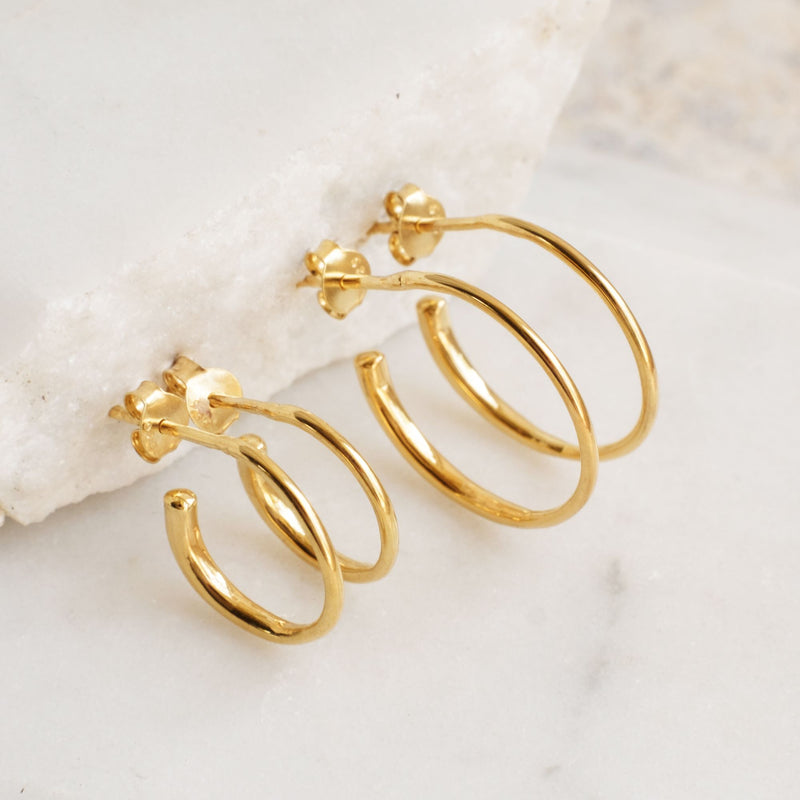 Half Hoop Earrings 14mm Gold Vermeil