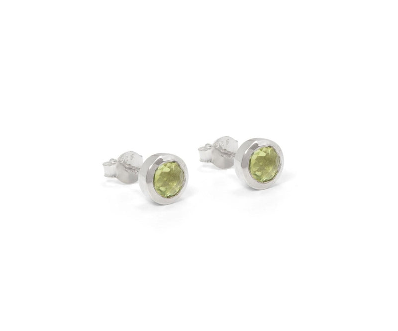 Birthstone Stud Earrings August: Peridot & Silver