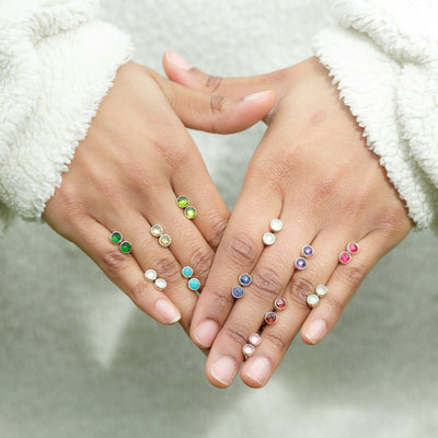 Birthstone Stud Earrings June: Moonstone & Silver