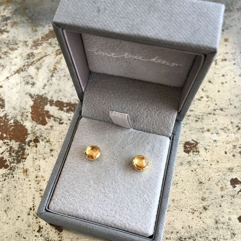 Birthstone Stud Earrings November: Citrine & Gold Vermeil