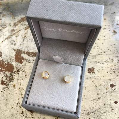 Birthstone Stud Earrings June: Moonstone & Gold Vermeil