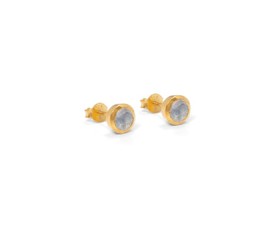 Birthstone Stud Earrings June: Moonstone & Gold Vermeil