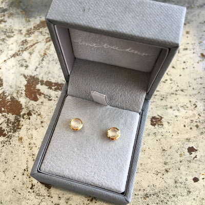 Birthstone Stud Earrings April: Crystal & Gold Vermeil