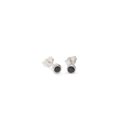 Mini Birthstone Stud Earrings September: Sapphire & Silver