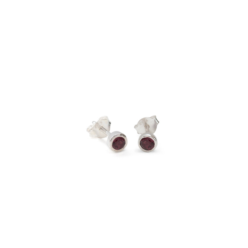 Mini Birthstone Stud Earrings October: Tourmaline & Silver