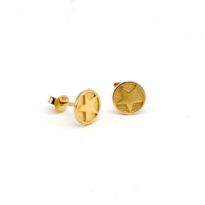 Medallion Stud Earrings Gold Vermeil: Star