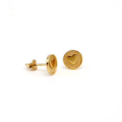 Medallion Stud Earrings Gold Vermeil: Heart