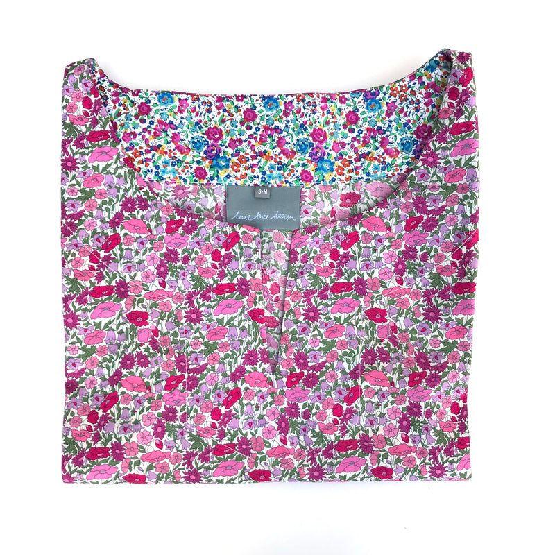Tunic made with Liberty Fabric: Pink Poppy Forest