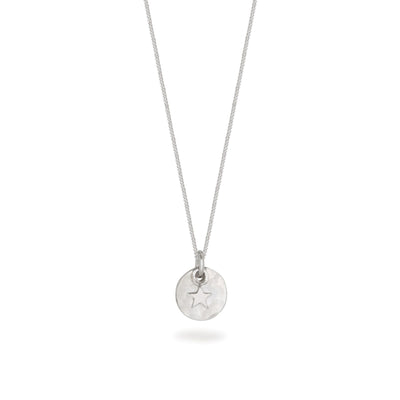 Mini Disc with Star Charm Necklace Silver
