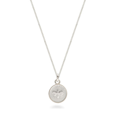 Silver Medallion Necklace with Inset Bee