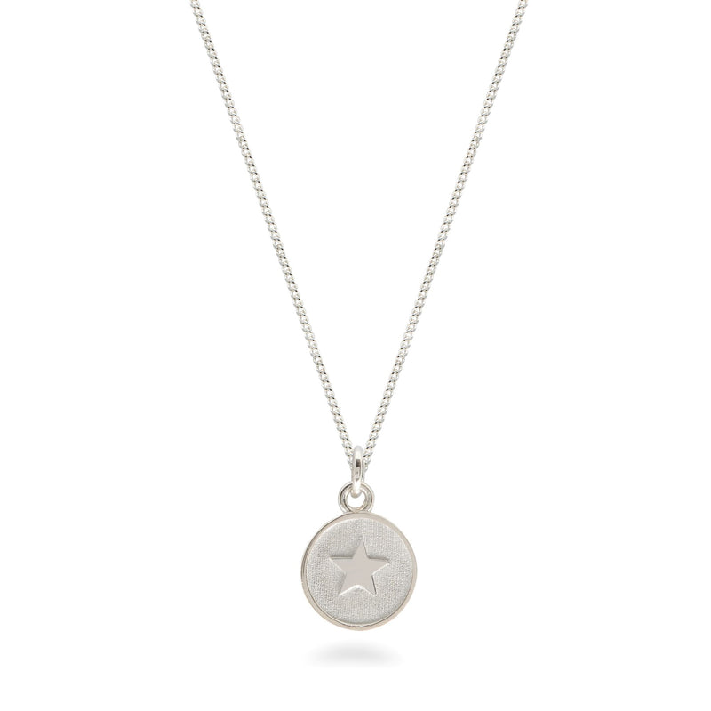 Silver Medallion Necklace with Inset Star