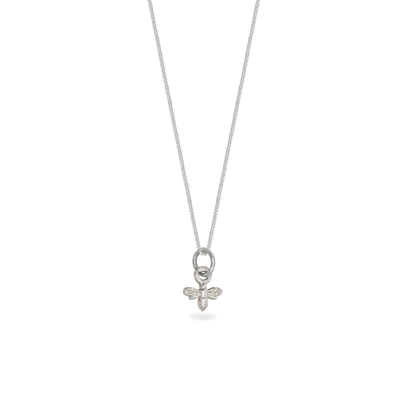 Mini Bee Charm Necklace Silver