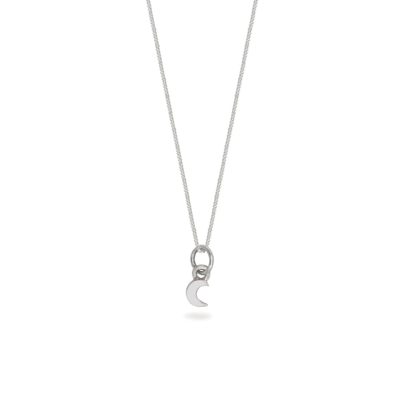 Mini Moon Charm Necklace Silver