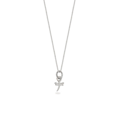 Mini Dragonfly Charm Necklace Silver
