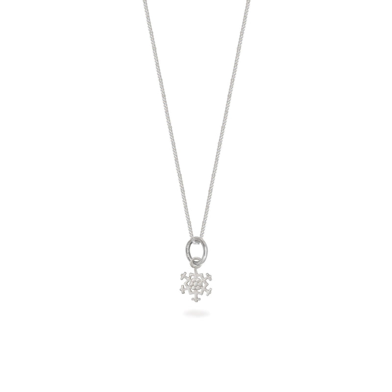 Mini Snowflake Charm Necklace Silver