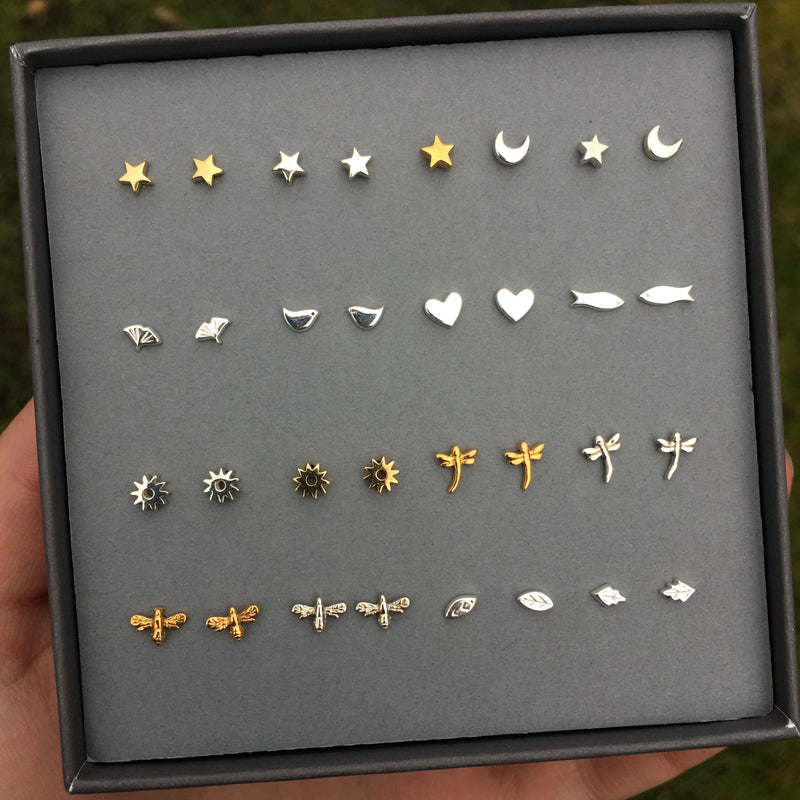 Mini Star Stud Earrings Silver or Gold Vermeil