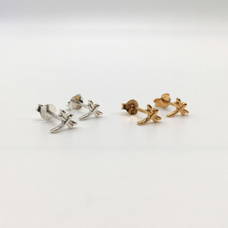 Mini Dragonfly Stud Earrings Silver or Gold Vermeil