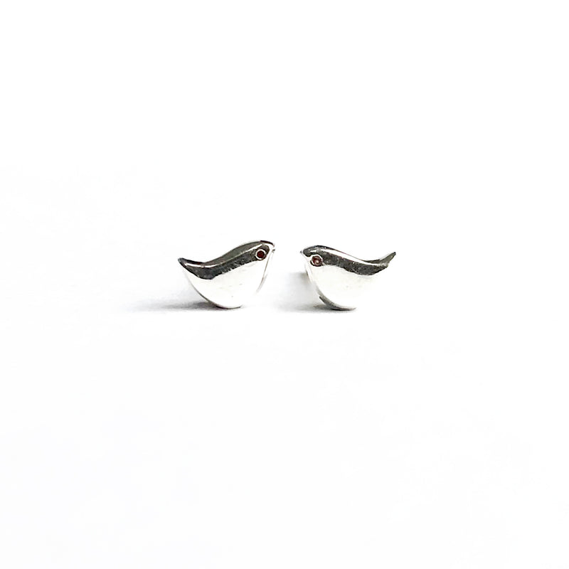 Mini Bird Stud Earrings Silver or Gold Vermeil