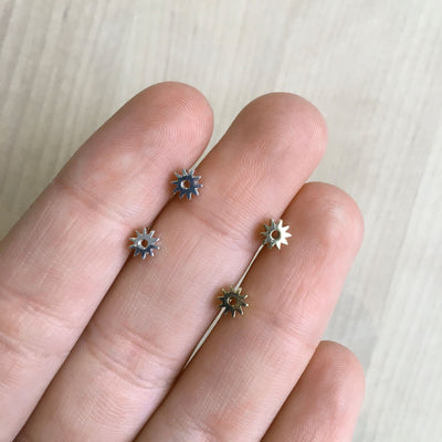 Mini Flower Stud Earrings Silver or Gold Vermeil
