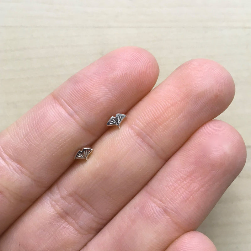 Mini Ginkgo Leaf Stud Earrings Silver or Gold Vermeil