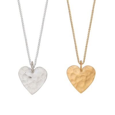 Hammered Heart Charm Necklace