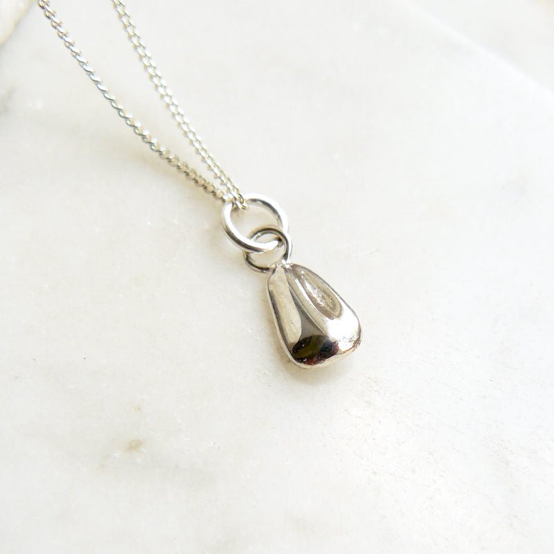 Sunflower Seed Charm Necklace Silver