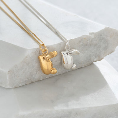 Bunny Rabbit Charm Necklace Silver