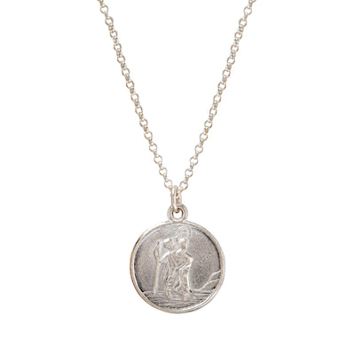 St. Christopher Medallion Necklace Silver