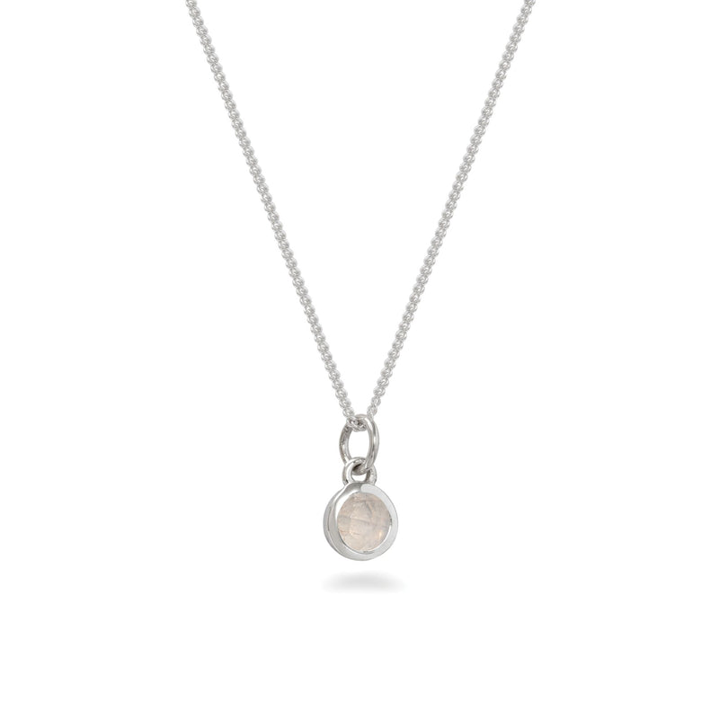 Silver Birthstone Charm Necklace June - Moonstone