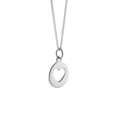 Small Silhouette Necklace with Cut-out Heart: Sterling Silver