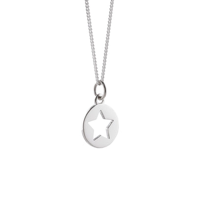 Small Silhouette Necklace with Cut-out Star: Sterling Silver