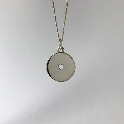 Silhouette Necklace with Small Cut-out Heart: Sterling Silver
