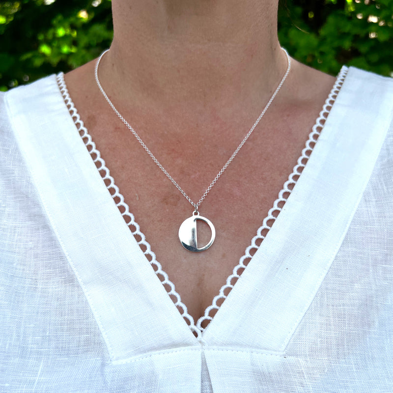 Half Moon Pendant Necklace in Sterling Silver
