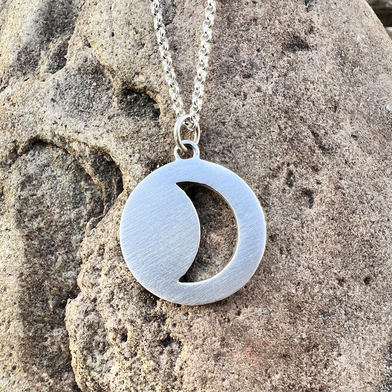 Partial Eclipse Pendant Necklace in Sterling Silver